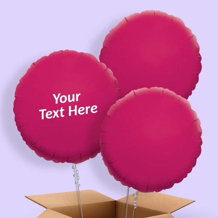 Personalised Foil Balloons in a Box - Hot Pink Circle - 3 Balloon | Small Indoor Plants