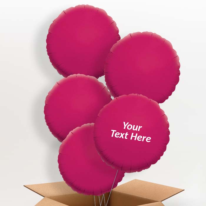 Personalised Foil Balloons in a Box - Hot Pink Circle - 5 Balloon | Small Indoor Plants