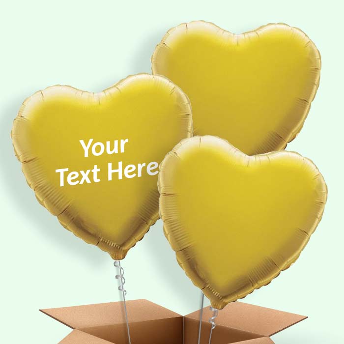 Personalisable Gold Heart Foil Balloon in a Box
