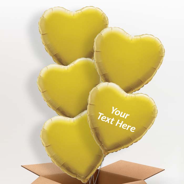 Personalisable Gold Heart Foil Balloon in a Box