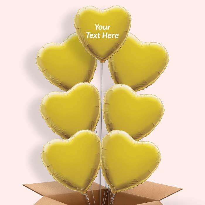 Personalisable Gold Heart Foil Balloon in a Box