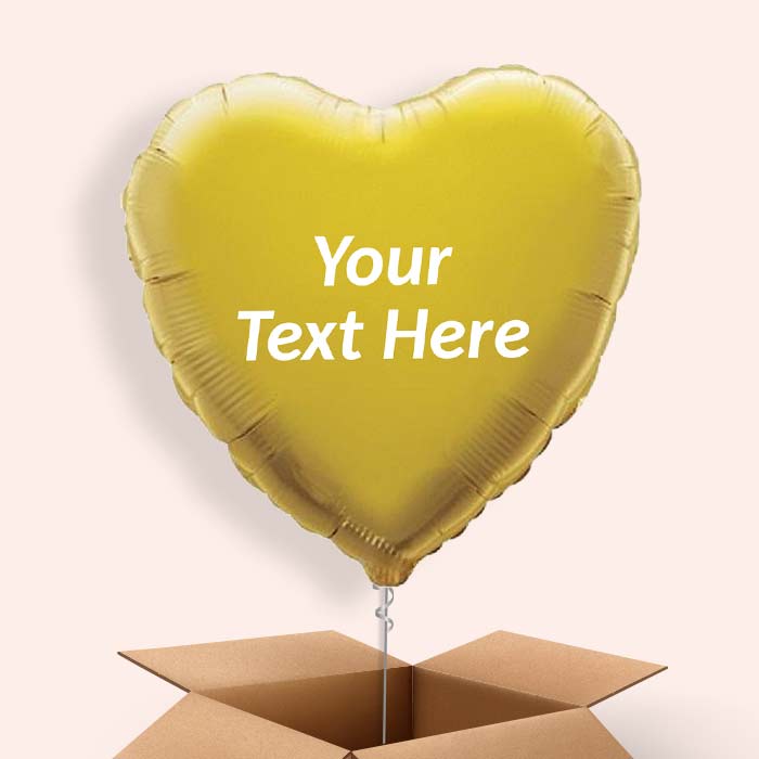 Personalisable Gold Heart Foil Balloon in a Box - 1 Balloon | Small Indoor Plants