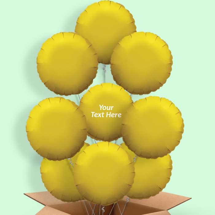 Personalised Gold Balloon in a Box - Circle - 9 Balloon | Small Indoor Plants