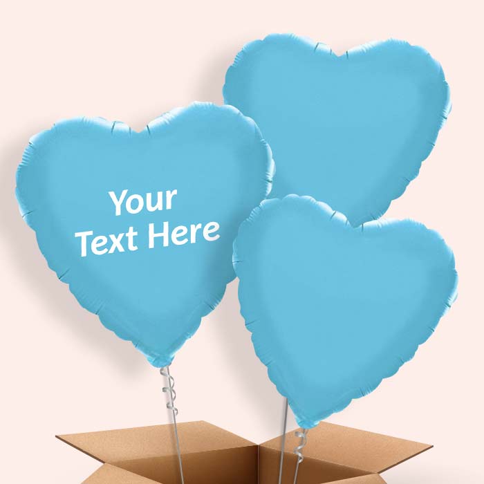 Personalised Balloons in a Box - Baby Blue Heart - 3 Balloon | Small Indoor Plants