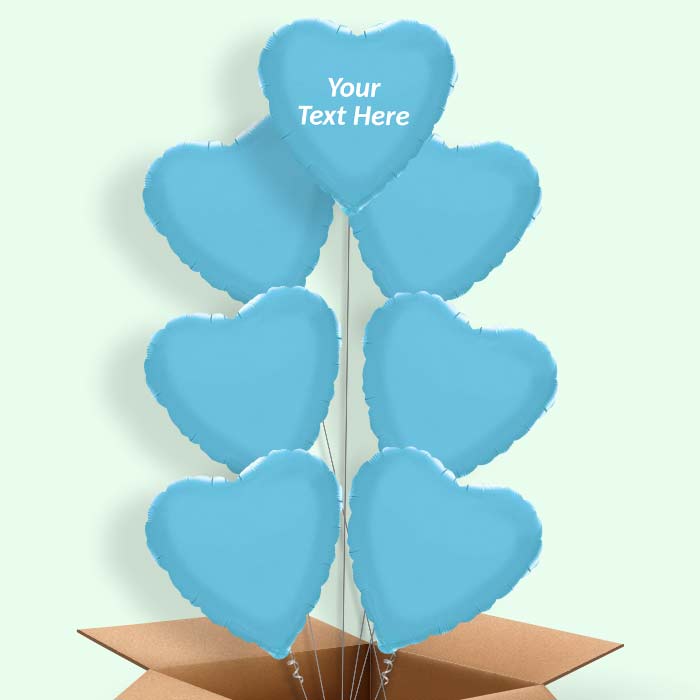 Personalised Balloons in a Box - Baby Blue Heart - 7 Balloon | Small Indoor Plants