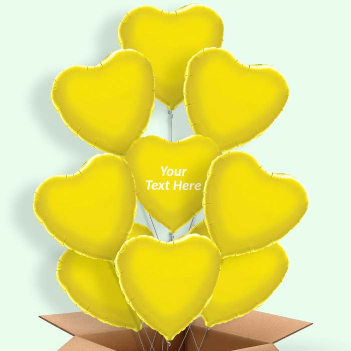 Personalised Heart Balloons in a Box - Yellow - 9 Balloon | Small Indoor Plants