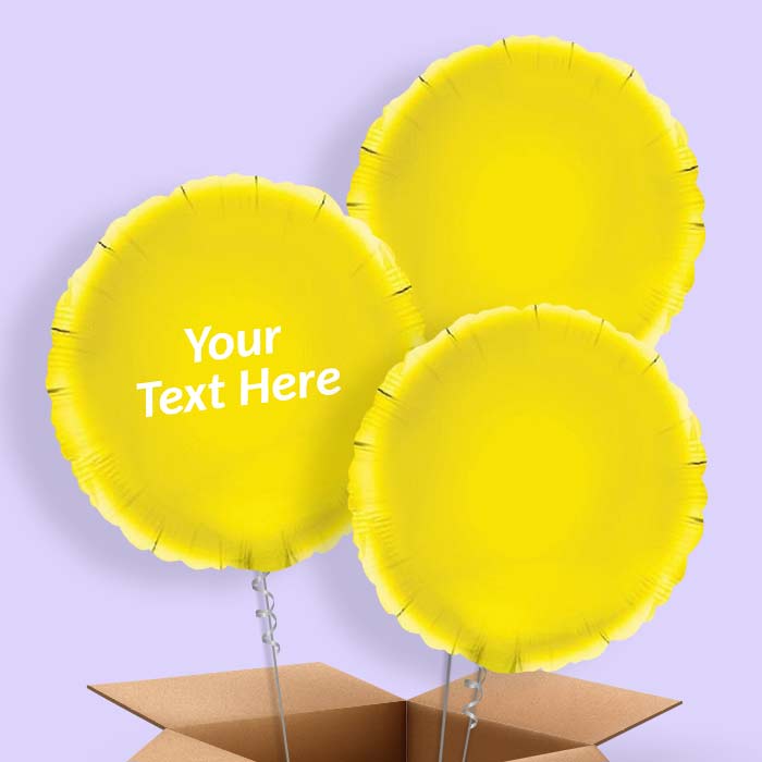 Personalised Foil Balloons in a Box - Yellow Circle - 3 Balloon | Small Indoor Plants