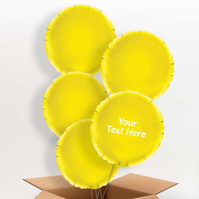 Personalised Foil Balloons in a Box - Yellow Circle - 5 Balloon | Small Indoor Plants