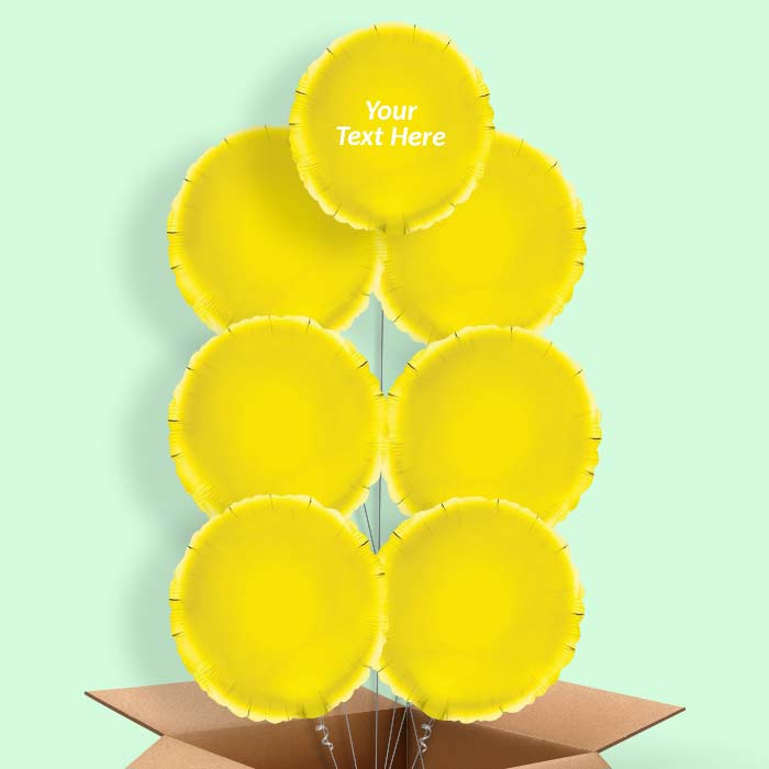 Personalised Foil Balloons in a Box - Yellow Circle - 7 Balloon | Small Indoor Plants