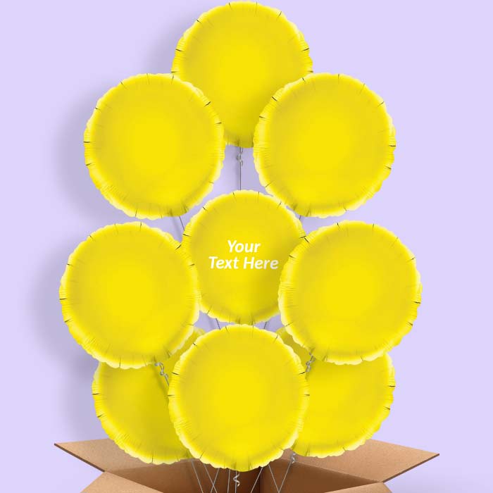 Personalised Foil Balloons in a Box - Yellow Circle - 9 Balloon | Small Indoor Plants