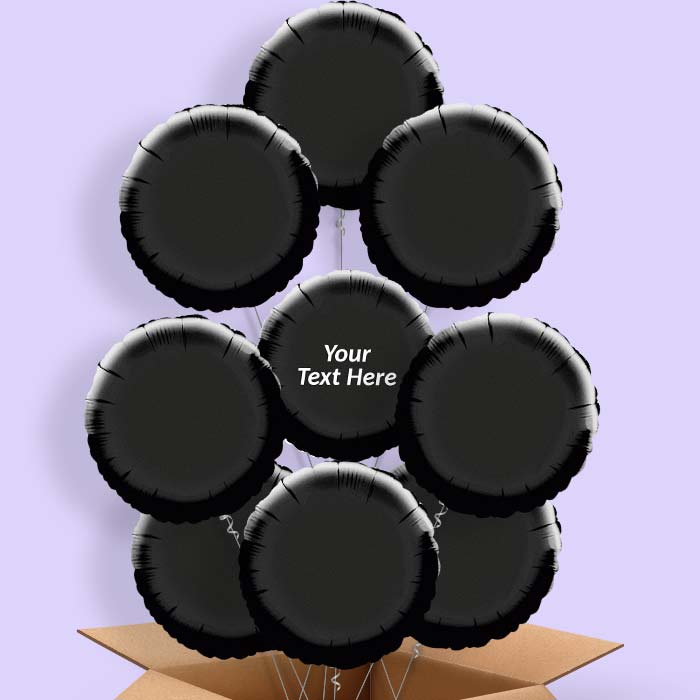Personalised Black Circle Helium Balloons in a Box - 9 Balloon | Small Indoor Plants