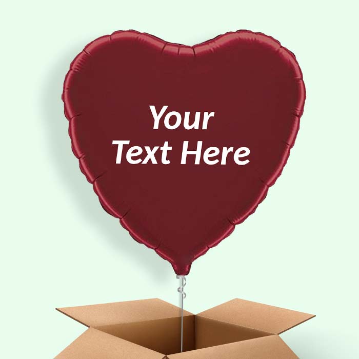 Personalised Heart Balloons in a Box - Burgundy - 1 Balloon | Small Indoor Plants