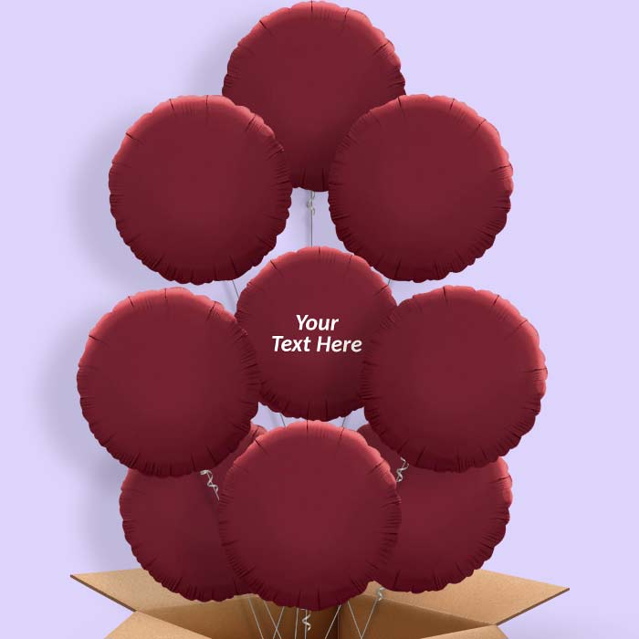 Personalised Balloons in a Box - Burgundy Circle - 9 Balloon | Small Indoor Plants