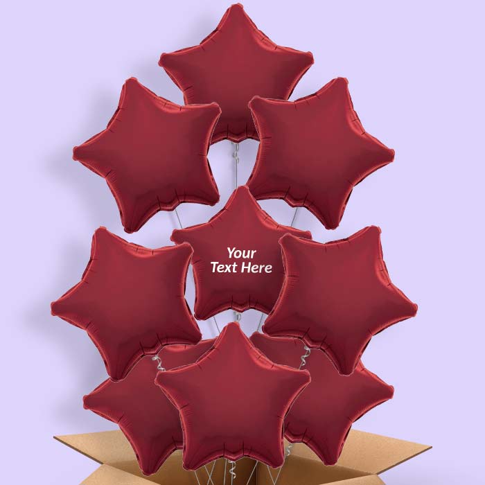 Personalised Balloons in a Box - Burgundy Star - 9 Balloon | Small Indoor Plants