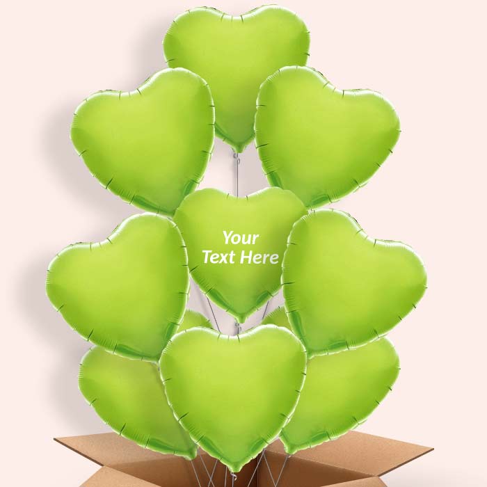Personalised Lime Green Heart Balloon in a Box - 9 Balloon | Small Indoor Plants