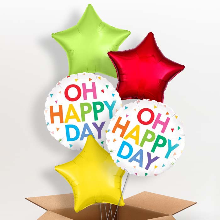 Rainbow Oh Happy Day Balloons in a Box - 5 Balloon | Small Indoor Plants