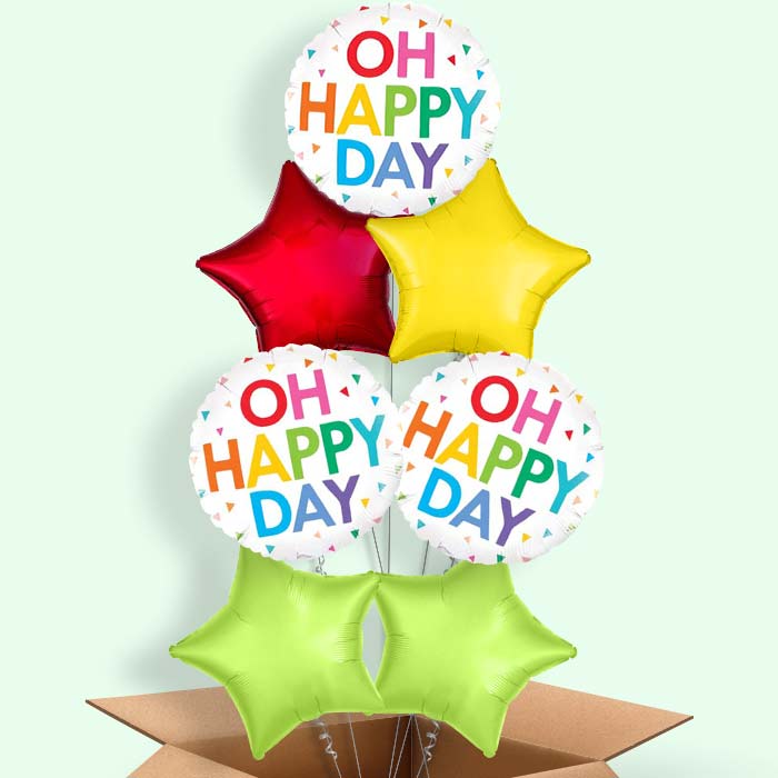 Rainbow Oh Happy Day Balloons in a Box - 7 Balloon | Small Indoor Plants