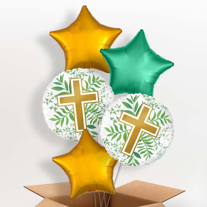 Communion | Religious Cross Balloon in a Box - 5 Balloon | Small Indoor Plants