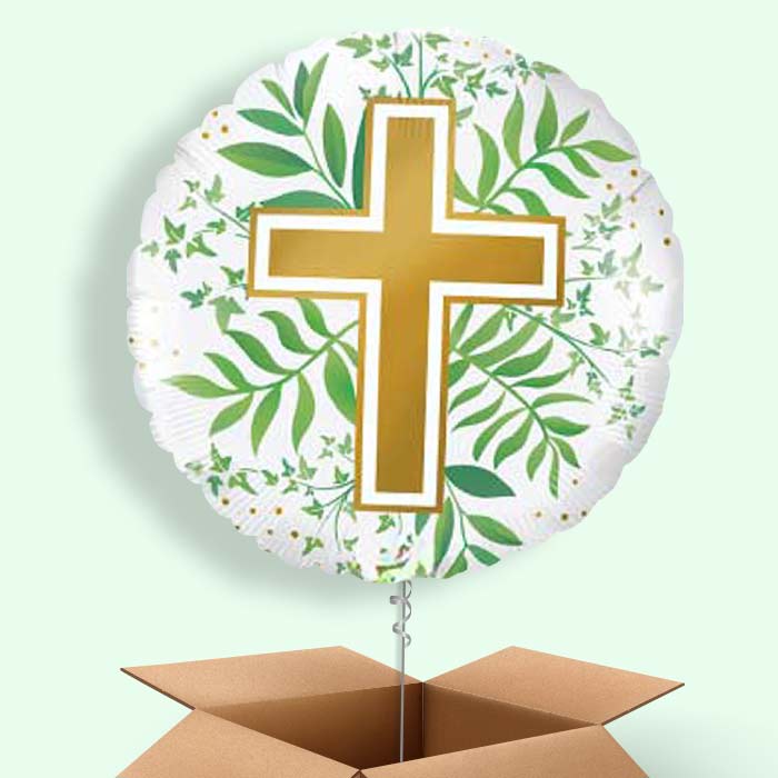 Communion | Religious Cross Balloon in a Box - 1 Balloon | Small Indoor Plants