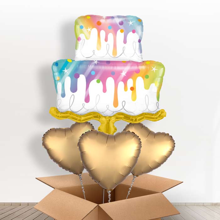 Giant Cake Helium Balloons in a Box - With 3 Plain Balloons | Small Indoor Plants