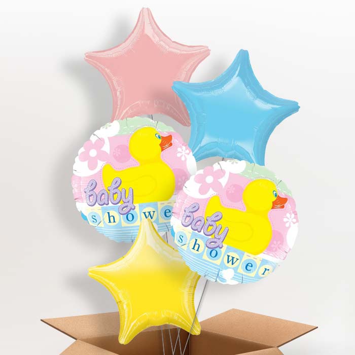 Neutral Baby Shower Balloons in a Box (Duck)