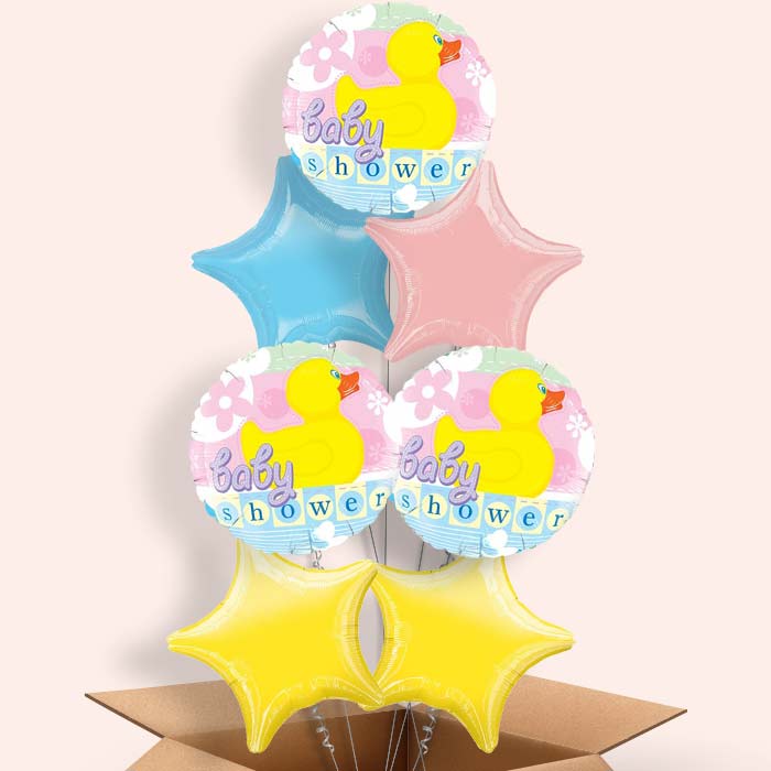 Neutral Baby Shower Balloons in a Box (Duck)