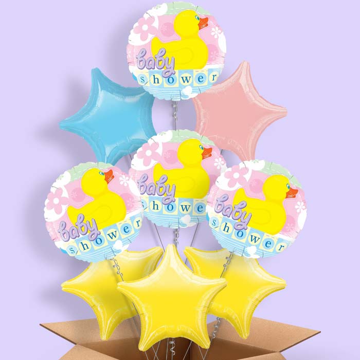 Neutral Baby Shower Balloons in a Box (Duck)