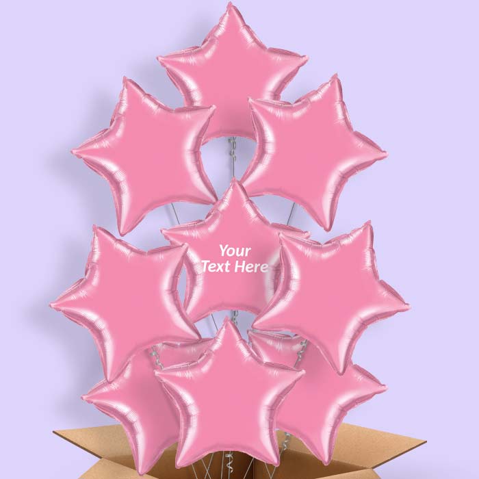 Personalised Hot Pink Star Foil Balloons in a Box - 9 Balloon | Small Indoor Plants