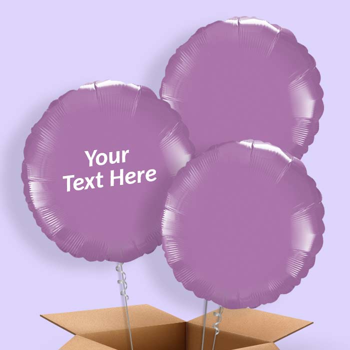 Personalised Lilac Balloons in a Box - Circle - 3 Balloon | Small Indoor Plants