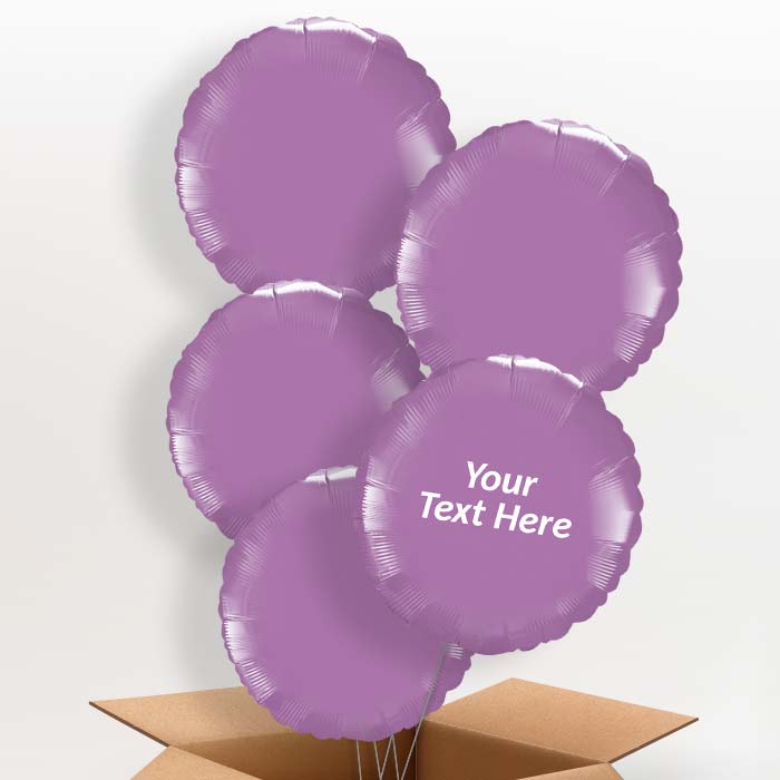 Personalised Lilac Balloons in a Box - Circle - 5 Balloon | Small Indoor Plants