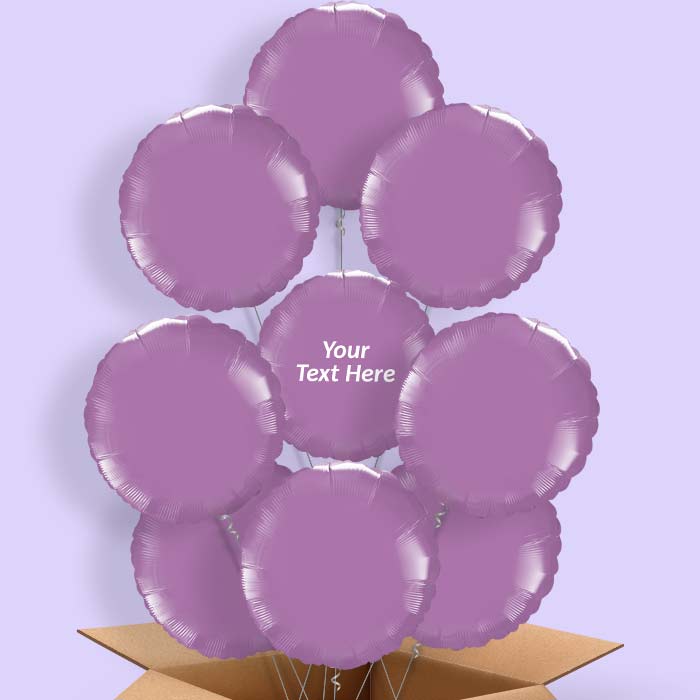 Personalised Lilac Balloons in a Box - Circle - 9 Balloon | Small Indoor Plants