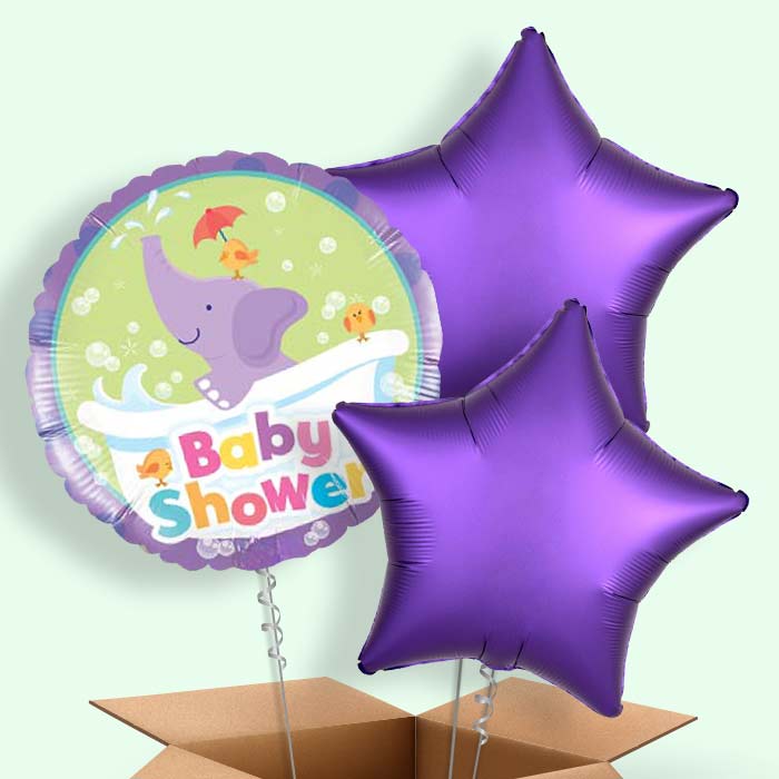 Baby Shower Balloons Delivered (Purple Elephant)