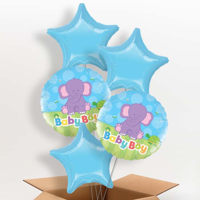 Baby Boy Balloons in a Box - Elephant