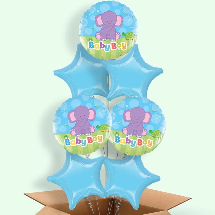 Baby Boy Balloons in a Box - Elephant