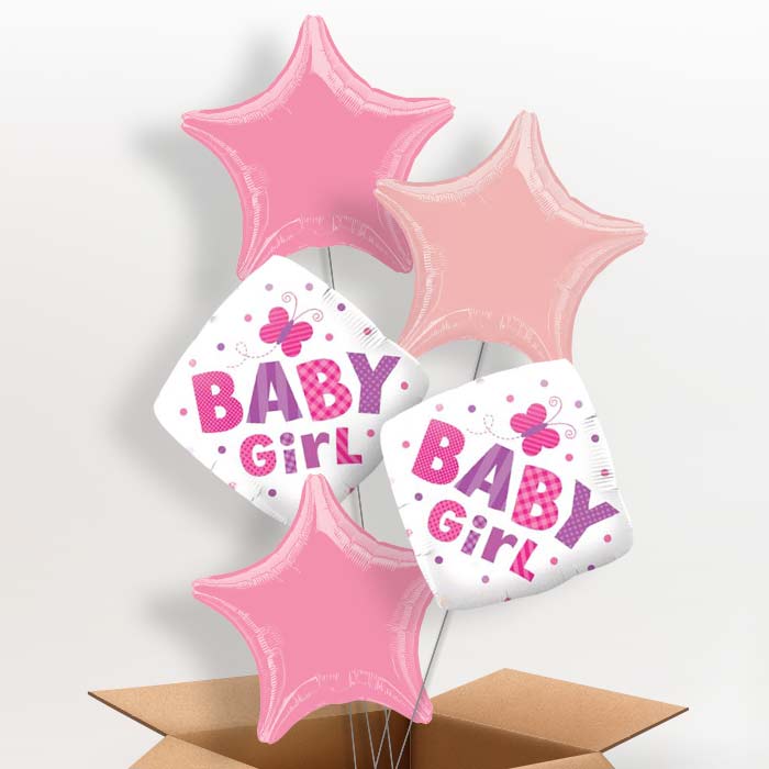 Welcome Baby Girl Balloons in a Box (Butterfly)
