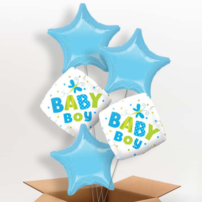 Baby Boy Balloons Delivered (Dragonfly) - 5 Balloon | Small Indoor Plants