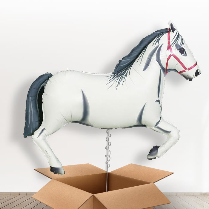 White Horse Shaped Balloon in a Box - Giant Balloon | Small Indoor Plants