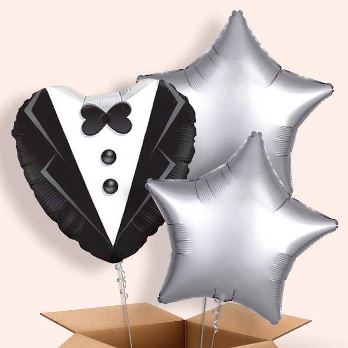 Wedding Tuxedo Balloons in a Box