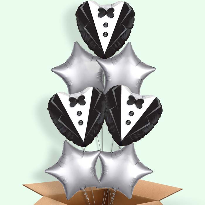 Wedding Tuxedo Balloons in a Box
