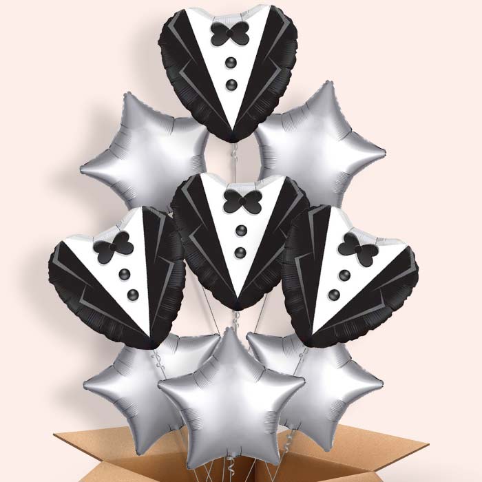 Wedding Tuxedo Balloons in a Box