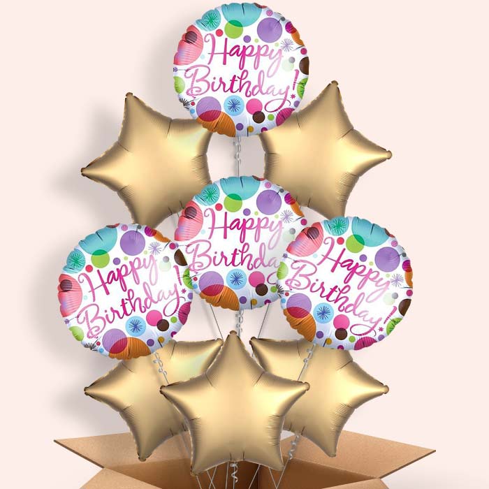 Happy Birthday Pastel Balloons in a Box