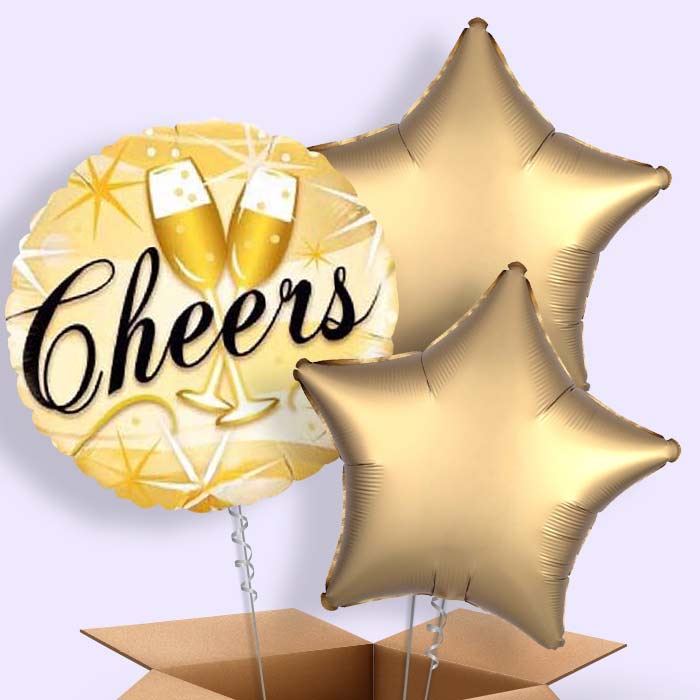 Cheers Glasses Gold Balloon in a Box