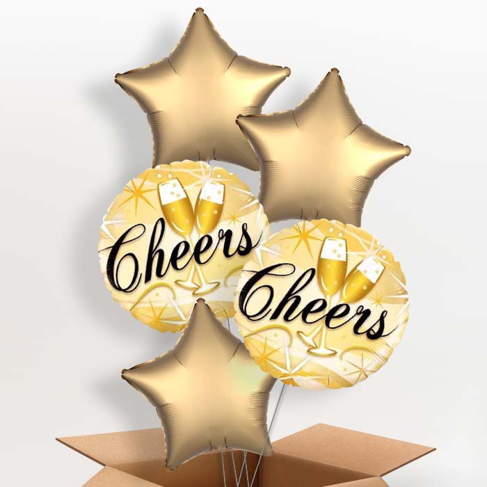 Cheers Glasses Gold Balloon in a Box