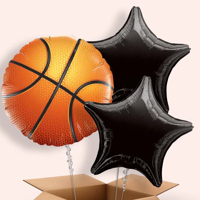 Basketball Helium Balloons in a Box - 3 Balloon | Small Indoor Plants