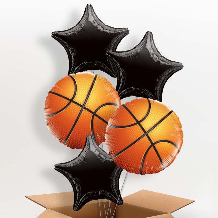 Basketball Helium Balloons in a Box - 5 Balloon | Small Indoor Plants