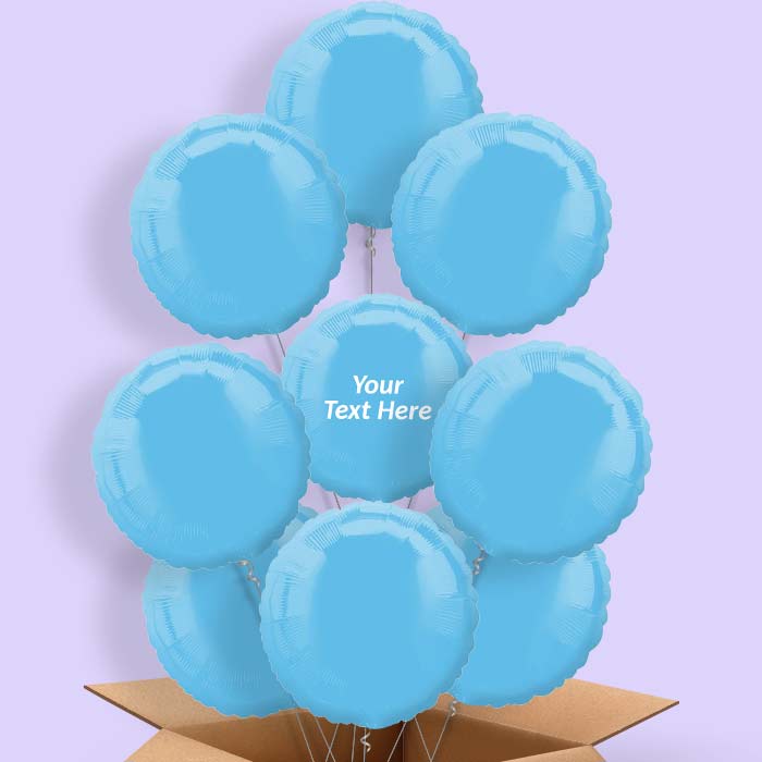 Baby Blue Plain Coloured Circle  Balloon in a Box - 9 Balloon | Small Indoor Plants