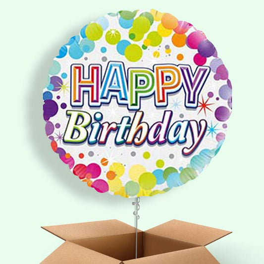 Rainbow Confetti Birthday Balloon in a Box - 1 Balloon | Small Indoor Plants