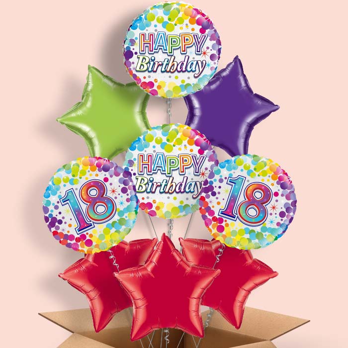 Rainbow 18th Birthday Balloon in a Box - 9 Balloon | Small Indoor Plants