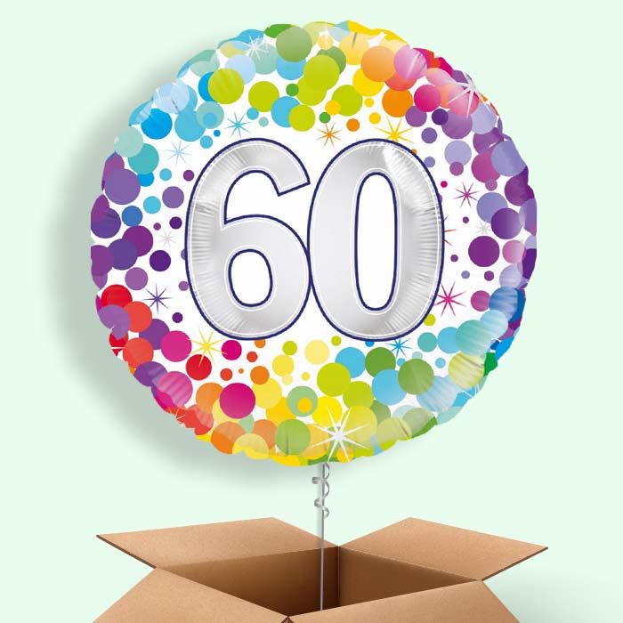 Rainbow 60th Birthday Balloon in a Box - 1 Balloon | Small Indoor Plants