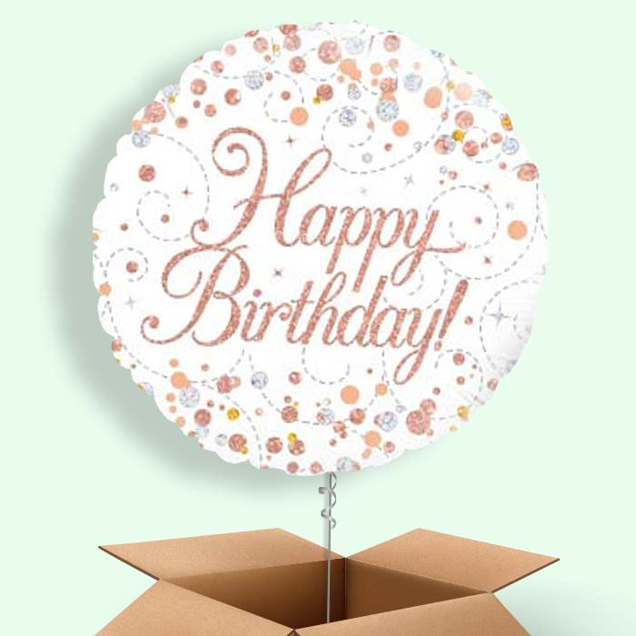 Rose Gold Birthday Balloons Delivered - 1 Balloon | Small Indoor Plants